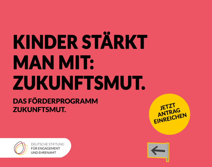 HF 2.1 Grafik des Förderprogramms Zukunftsmut: Kinder stärkt am mit Zukunftsmut. Jetzt Antrag einreichen