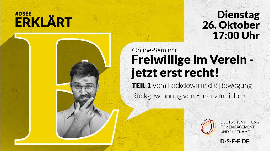 Grafik für das Online-SeminarDSEE erklärt: Freiwillige im Verein