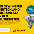 Grafik mit einer Hand mit Tickets. TExt Ein Gewinn für Deutschland: Euer Einsatz in den Flutgebieten. Als Dank laden wir Euch zum Fußball-Länderspiel Deutschland gegen Liechtensetin am 11.11. in Wolfsburg ein. Füllt jetzt unser Formular aus und seid live dabei.