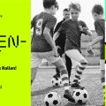 Grafik mit Fußball spielenden Kindern. Text: Ehrenamt bringt den Ball ins Rollen! 26.-27.1.22 | digital