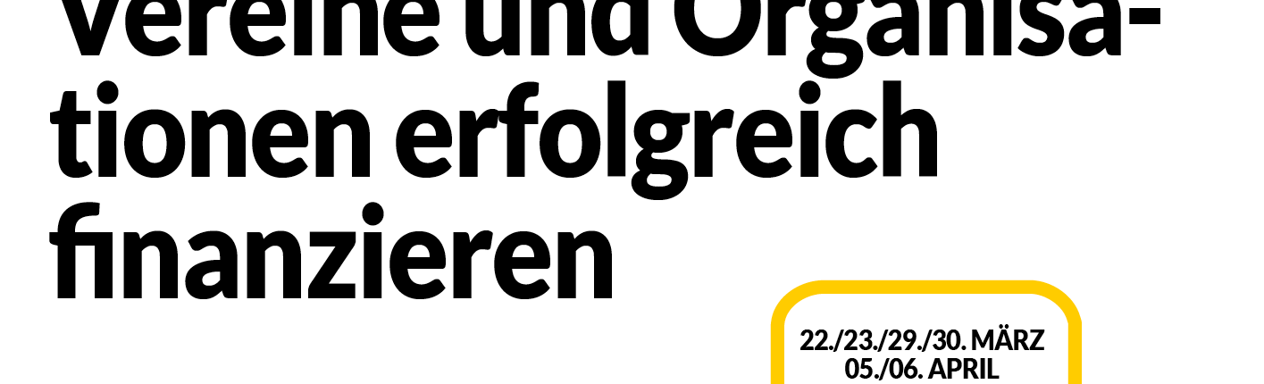 Grafik mit einer Sprechblase. Text: DSEE erklärt Fundraising: Vereine und Organisationen erfolgreich finanzieren. 22./23./29./30. März 05./06. April 17:00 bis 18:15 Uhr