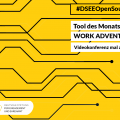 Grafik mit dem Text: DSEE Open Source, Tool des Monats: WorkAdventure – Videokonferenz mal anders