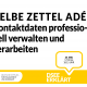 Grafik mit einer Sprechblase und dem Logo der DSEE. Text: Gelbe Zettel adé! Kontaktdaten professionell verwalten uind verarbeiten. 24. Mai, 17:00 bis 18:15 Uhr