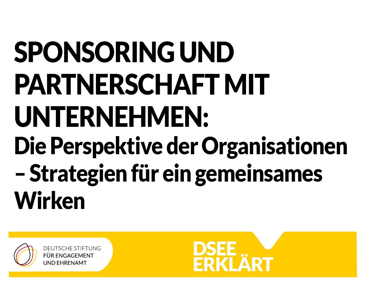 Grafik mit dem Logo der DSEE und dem Text: Sponsoring und Partnerschaft mit Unternehmen: Die Perspektive der Organisationen – Strategien für ein gemeinsames Wirken