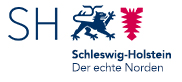 Logo des Bundeslandes Schleswig-Holstein mit dem Schriftzug Schleswig-Holstein. Der echt Norden
