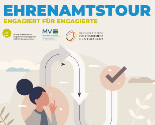 Grafik mit dem Text: Ehrenamtstour. Engagiert für Engagierte