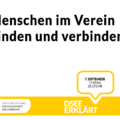 Grafik mit dem Text: Menschen im Verein binden und verbinden. 7. September, 17:00 - 18:15 Uhr