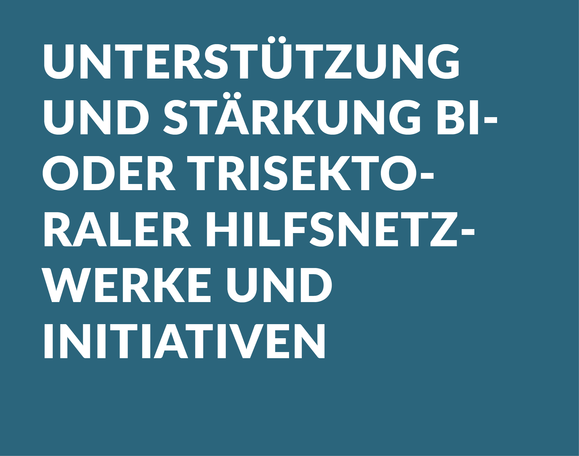 Grafik mit dem Text: Unterstützung und Stärkung bi- oder trisektoraler Hilfsnetzwerke und Initiativen