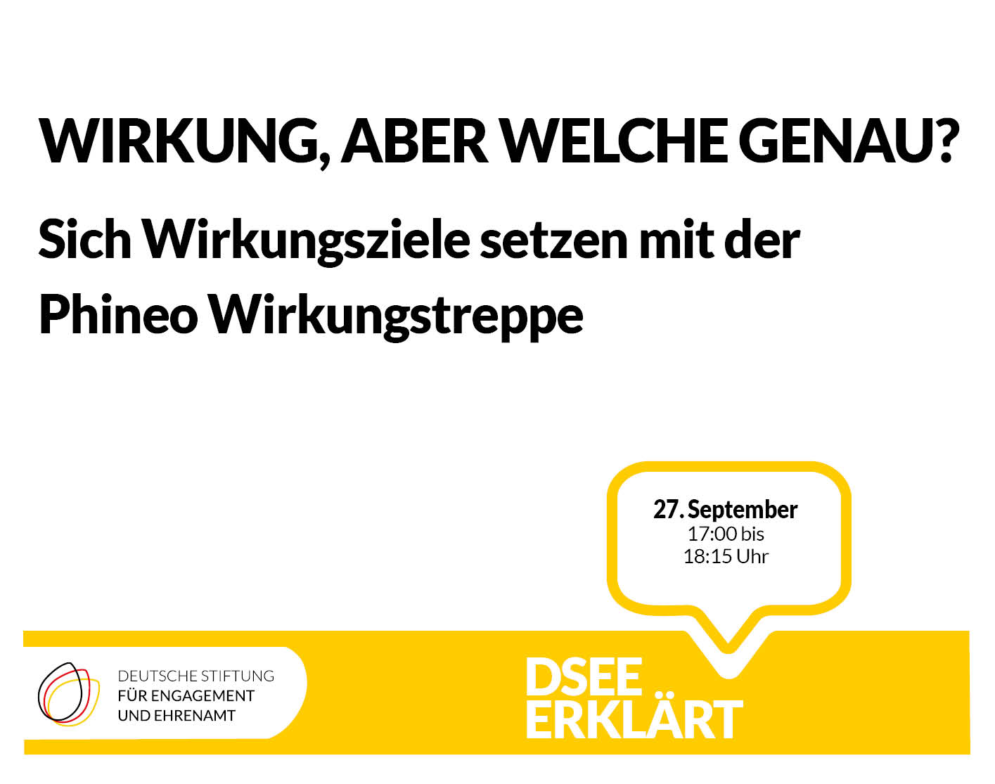 Grafik mit dem Text: Wirkung, aber welche genau? Sich Wirkungsziele setzen mit der Phineo Wirkungstreppe