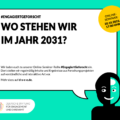 Grafik mit dem Text: #EngagiertGeforscht: Wo stehen wir im Jahr 2031? 20.10.2022 ab 17 Uhr.