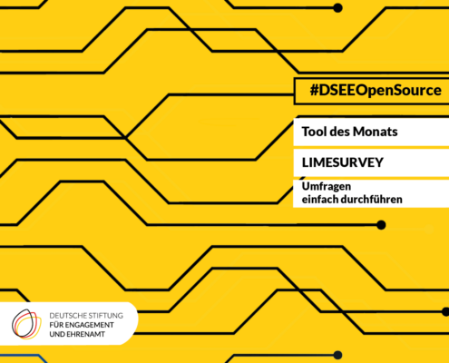 Grafik mit dem Text: Tool des Monats: Lime Survey - Umfragen einfach durchführen