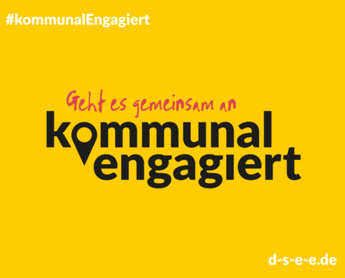 Grafik mit dem Text: „Geht es zusammen an. #kommunalEngagiert“