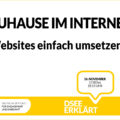 Grafik mit dem Text: Zu Hause im Internet – Websites einfach umsetzen. 16. November, 17:00-18:15 Uhr