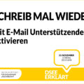 Grafik mit dem Text: Schreib mal wieder – Mit E-Mail Unterstützende aktivieren 23. November, 17:00-18:15 Uhr