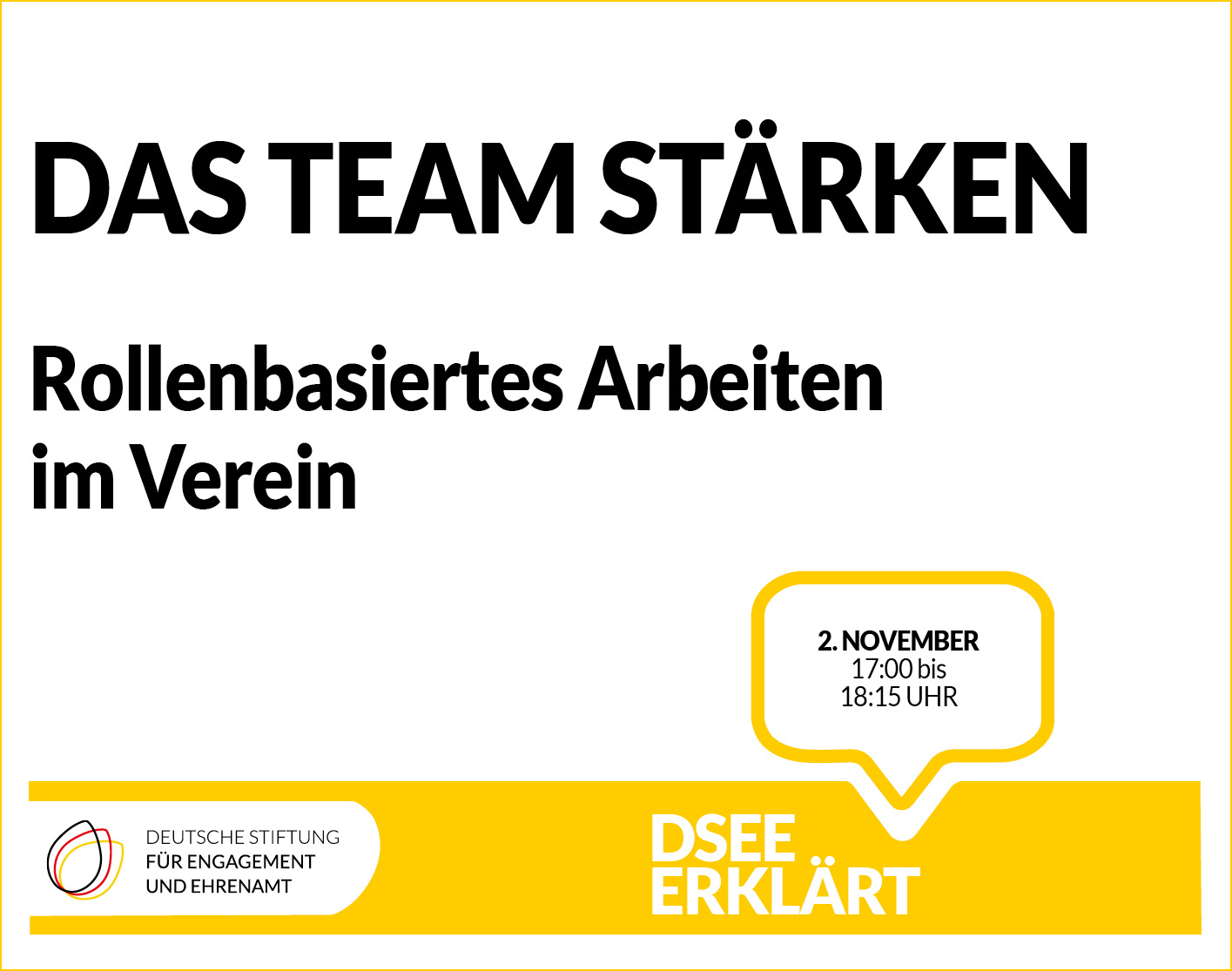 Das Team stärken. Rollenbasiertes Arbeiten im Verein. DSEEerklärt, 8. November