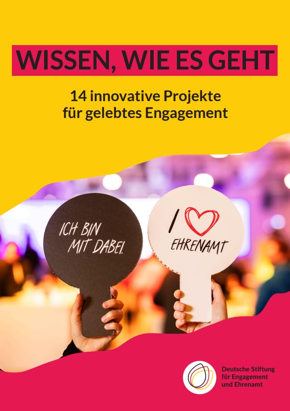 Für mehr Details klicken - DSEE_Broschüre_Wissen-wie-es-geht_2025_Titelbild Zu sehen ist das Titelbild der Broschüre "Wissen was geht".