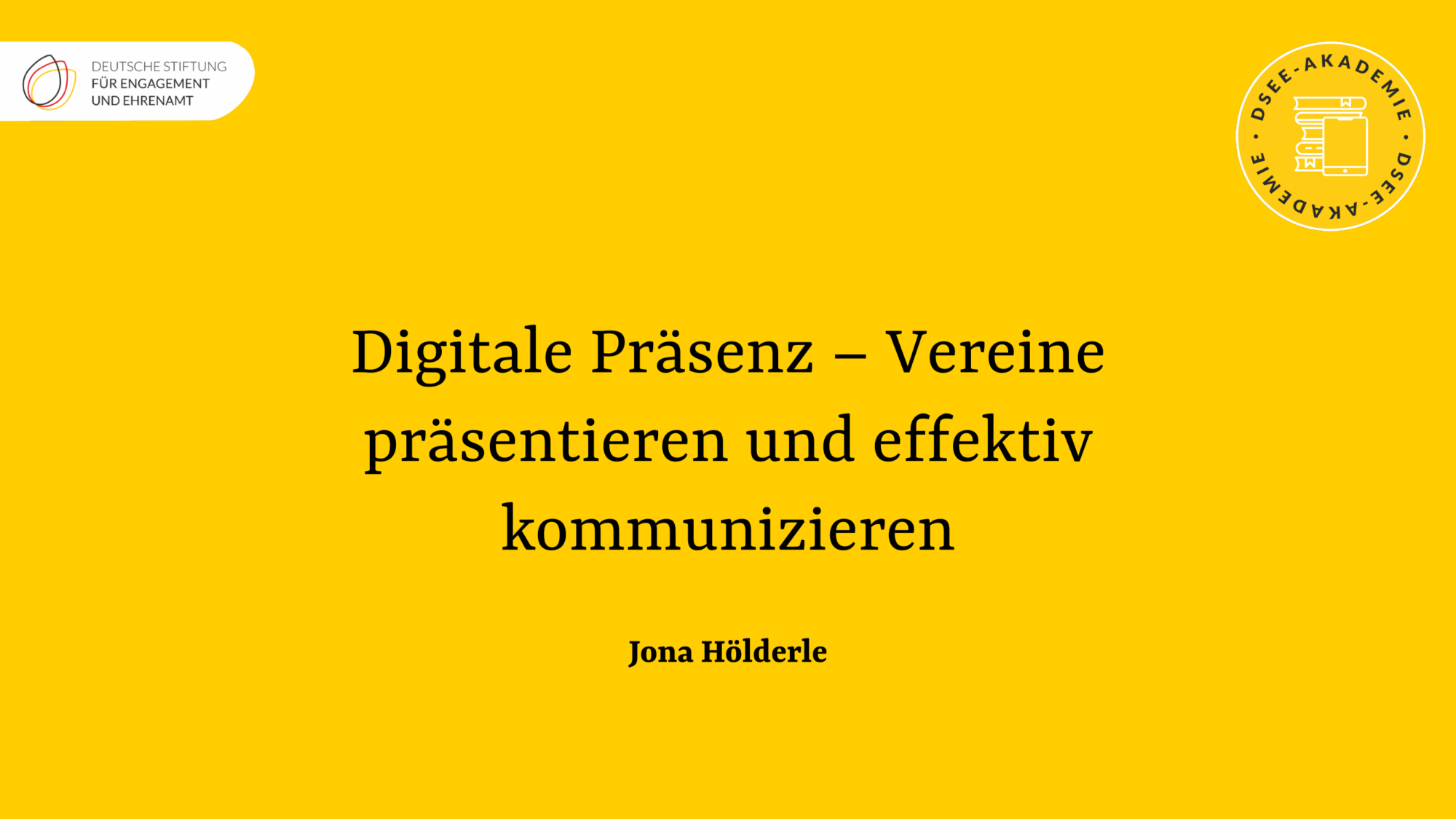 Grafik mit dem Text: "Digitale Präsenz – Vereine präsentieren und effektiv kommunizieren. Jona Höferle"