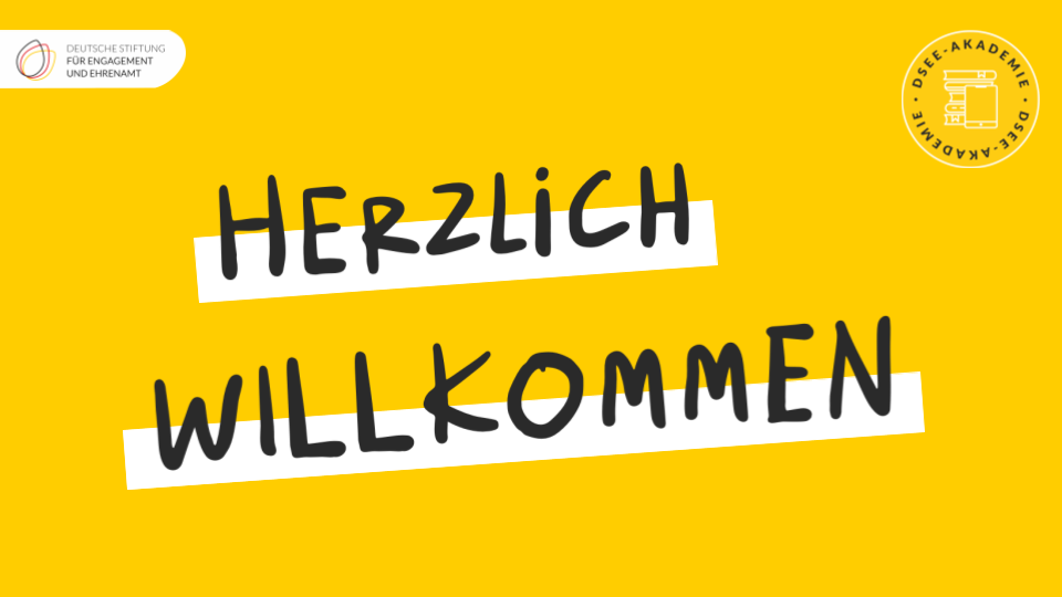 Grafik mit dem Text "Herzlich Willkommen"