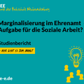 Grafik mit dem Text: #DSEE mit der Hochschule Neubrandenburg: Marginalisierung im Ehrenamt – Aufgabe für die Soziale Arbeit? Studienbericht. Hier geht es zum Inhalt. d-s-e-e.de