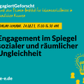 Grafik mit dem Text: #Engagiert Geforscht mit dem Thünen-Institut für Lebensverhältnisse in ländlichen Räumen: Engagement im Spiegel sozialer und räumlicher Ungleichheit. Online-Seminar am 24.08.23, 15:00–16:30 Uhr.d-s-e-e.de