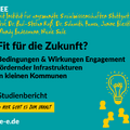 Grafik mit dem Text: #DSEE mit Institut für angewandte Sozialwissenschaften Stuttgart, Prof. Dr. Paul-Stefan Roß, Dr. Sulamith Hamra, Janine Bliestle, Mandy Badermann, Nicole Saile Fit für die Zukunft? Bedingungen und Wirkungen engagementfördernder Infrastrukturen in kleinen Kommunen Studienbericht Hier geht es zum Inhalt d-s-e-e.de