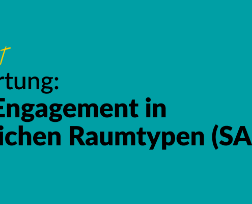 Grafik mit grünem Hintergrund und einer gezeichneten Glühbirne. Text: #EngageiertGeforscht Thünen-Institut. Sonderauswertung: Freiwilliges Engagement in unterschiedlichen Raumtypen (SA:FE). Studienbericht