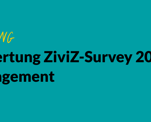 Grafik mit demText: #EngagiertGeforscht. Stiftung Bildung. Sonderauswertung ZiviZ-Survey 2023: Bildungsengagement. Studienbericht