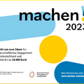 Grafik mit den Logos des Beauftragten der Bundesregierung für Ostdeutschland sowie der Deutschen Stiftung für Engagement und Ehrenamt und dem Text: machen!2023. Schickt uns eure Ideen für bürgerschaftliches Engagement in Ostdeutschland und erhaltet bis zu 10.000 Euro! Mehr Informationen unter: www.machen-wettbewerb.de