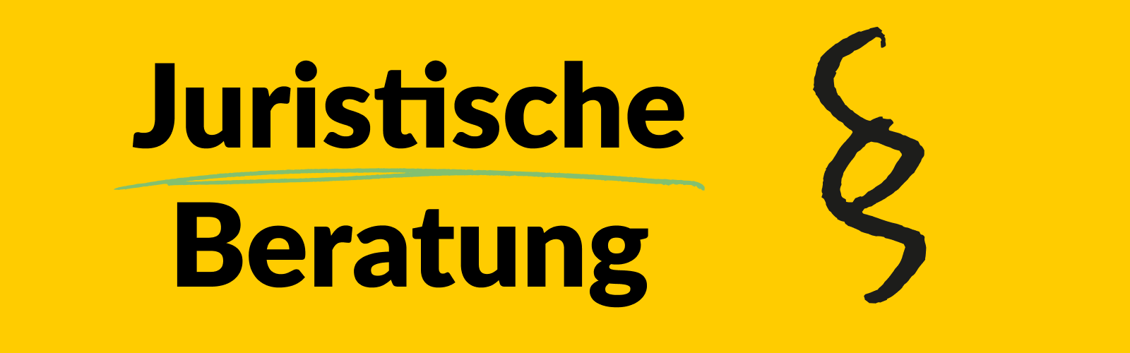 Grafik mit einem Paragraphen-Symbol und dem Text "Juristische Beratung"