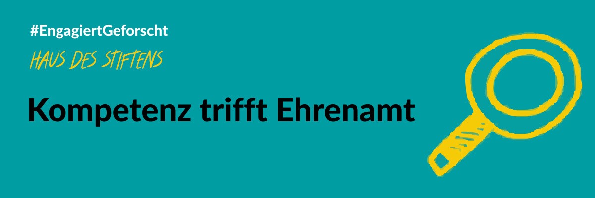 Teaserbild für die Forschung "Kompetenz trifft Ehrenamt" in blauem Rahmen