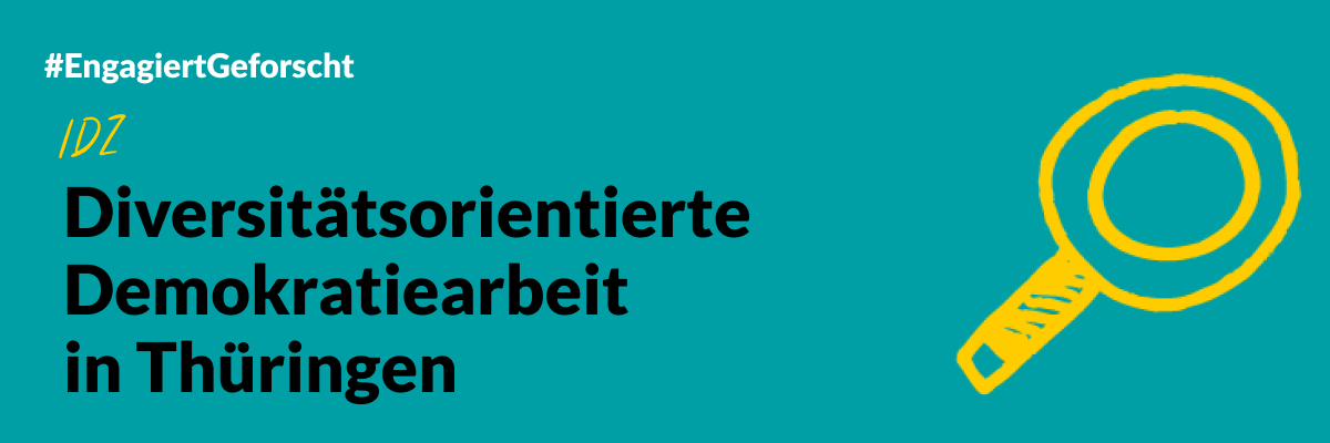 Headergrafik mit dem Titel: Diversitätsorientierte Demokratiearbeit im ländlichen Raum Thüringens