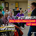 Foto mit Teilnehmenden eines Workshops im Austausch und dem Text: Jetzt anmelden! Alle reden übers Geld – wir auch. 15.11.2025 Event in Rostock. d-s-e-e.de