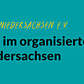 „Grafik mit türkisfarbenem Hintergrund. Oben links steht der Hashtag ›EngagiertGeforscht‹. Darunter in gelber handschriftlicher Schrift ›Landessportbund Niedersachsen e. V.‹. Zentral in großer schwarzer Schrift: ›Engagement im organisierten Sport in Niedersachsen‹. Unten links ein gelbes Feld mit schwarzer Schrift ›Studienbericht‹. Rechts ist eine stilisierte gelbe Glühbirne als Symbol für Ideen dargestellt.“