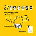 Grafik mit dem Text: 27 Millionen Menschen ab 14 Jahren engagieren sich! Das entspricht 36,7% der Bevölkerung.
